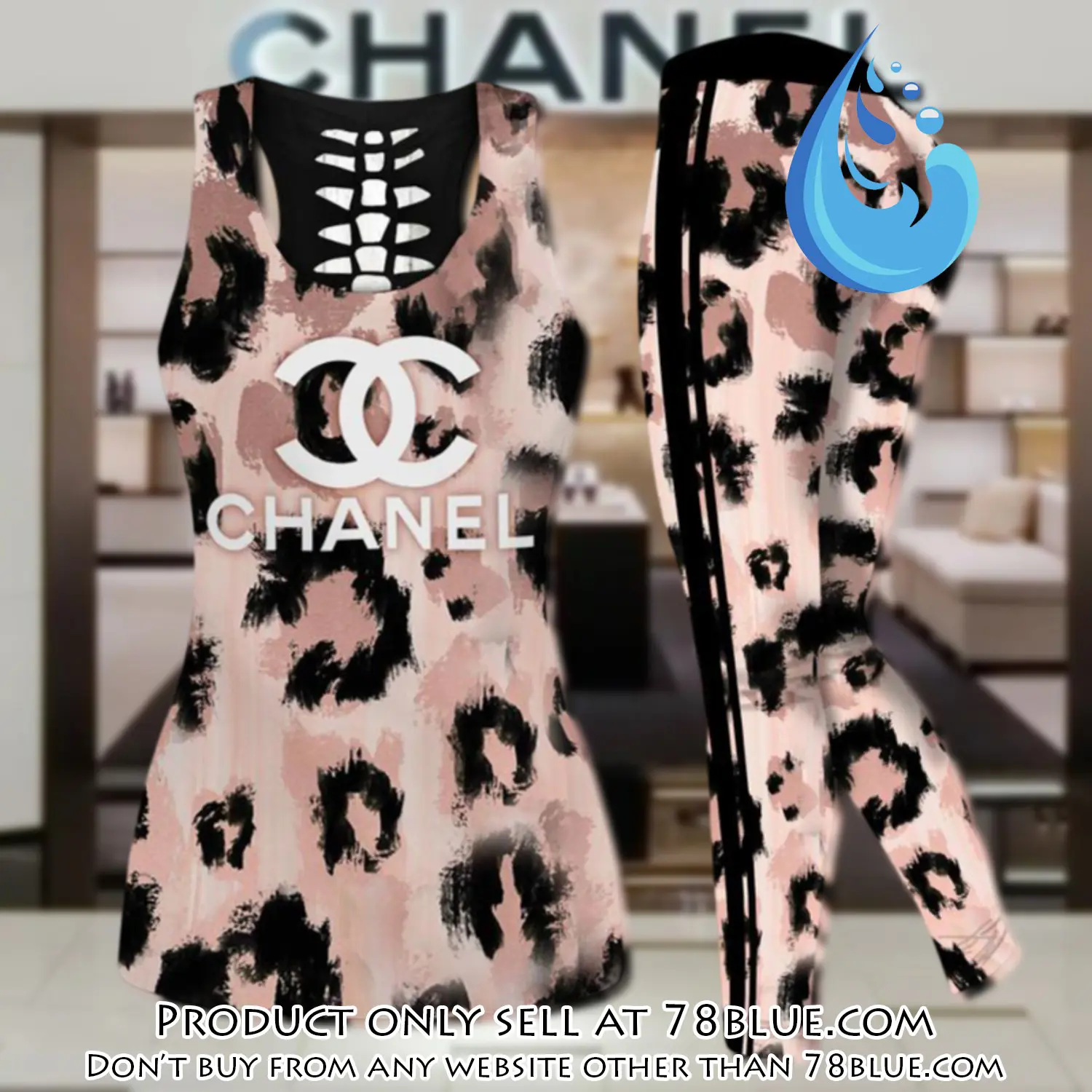 Chanel leopard tank top leggings set luxury brand for women yoga gym 78b0948157